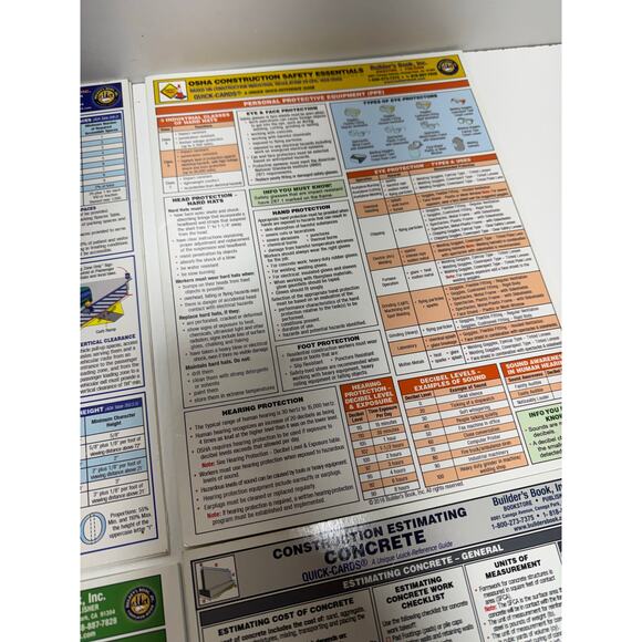 Construction Essentials Quick Cards Lot Of 6 Office Reference Guide Laminated - Picture 4 of 12